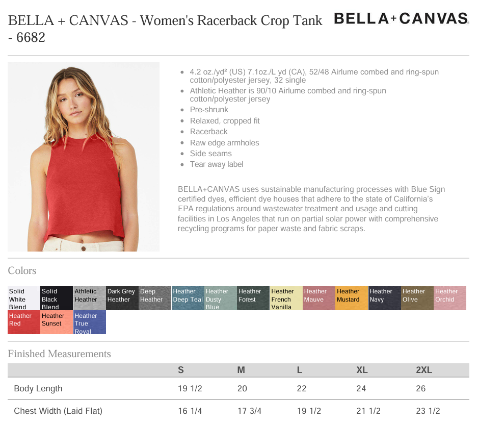 Bella + Canvas - Women's Racerback Crop Tank