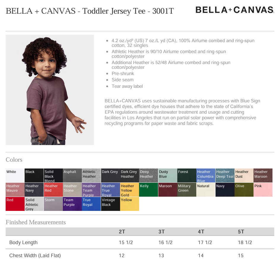Bella + Canvas - Toddler Jersey T-shirt