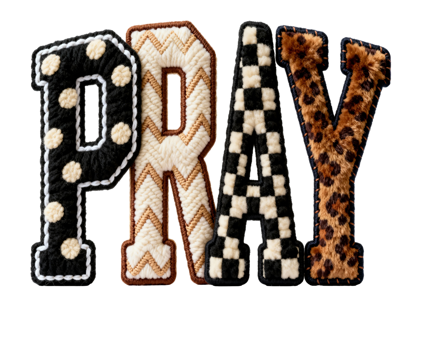 Faux Embroidered "PRAY" DTF Transfer