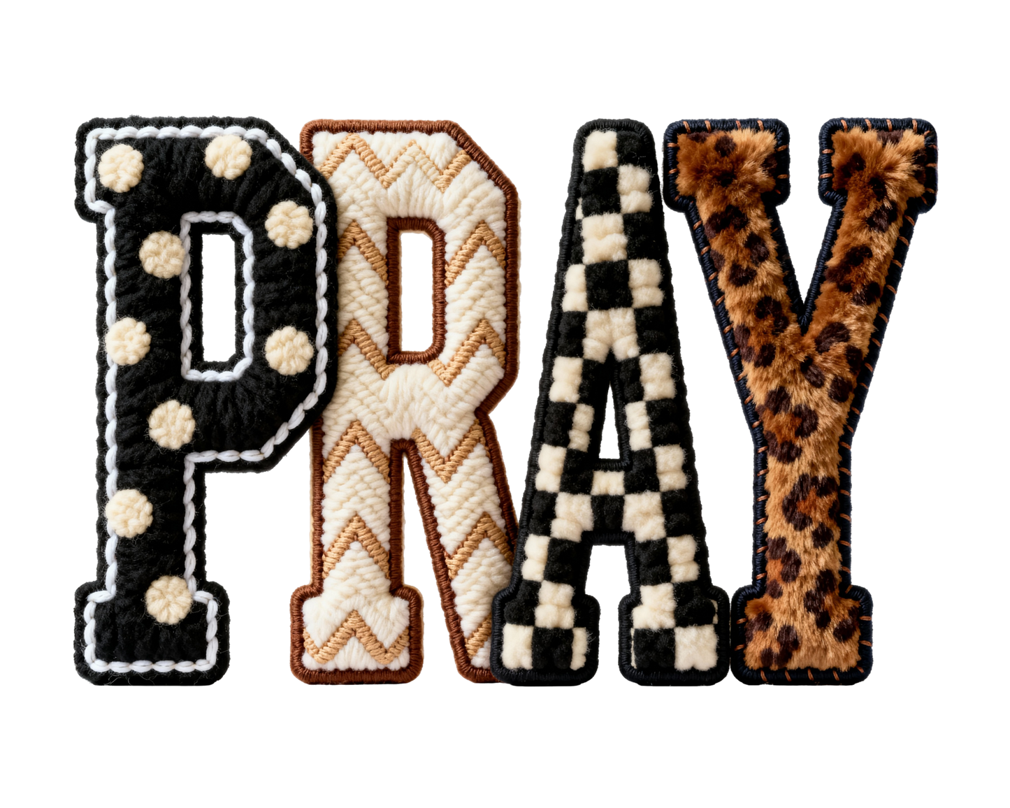 Faux Embroidered "PRAY" DTF Transfer