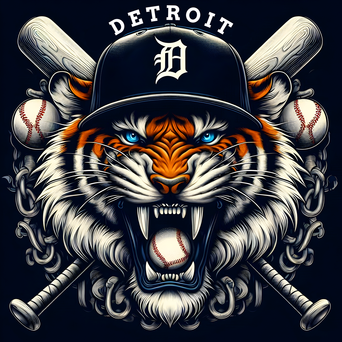 Detroit Tigers Urban Design Baseball Animal DTF Transfer