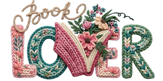 Faux Yarn Crochet "BOOK LOVER" DTF Transfer