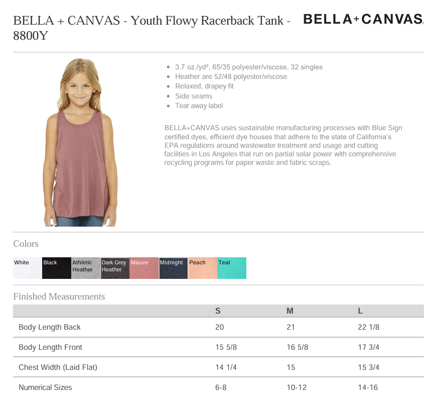 Bella + Canvas - Youth Flowy Racerback Tank