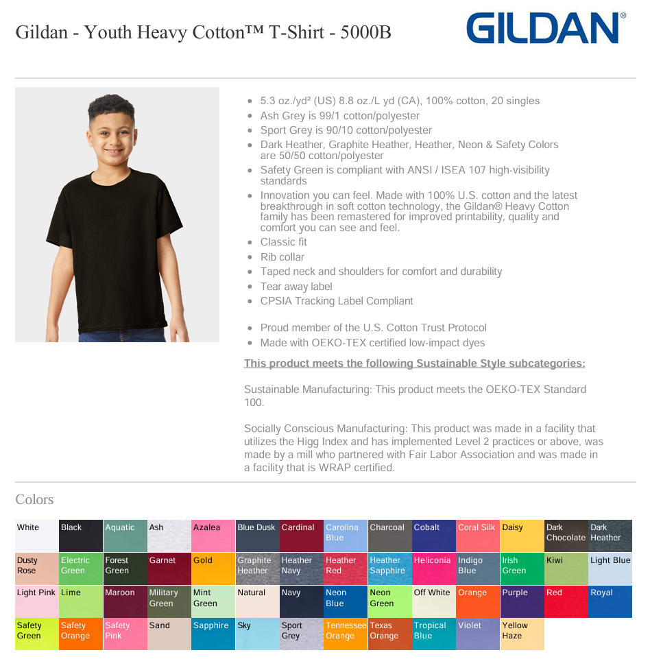 Gildan - Youth Heavy Cotton T-shirt