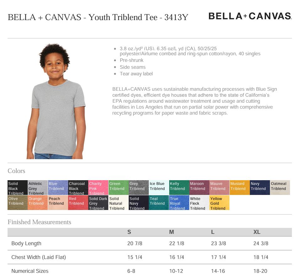 Bella + Canvas - Youth Triblend Tee