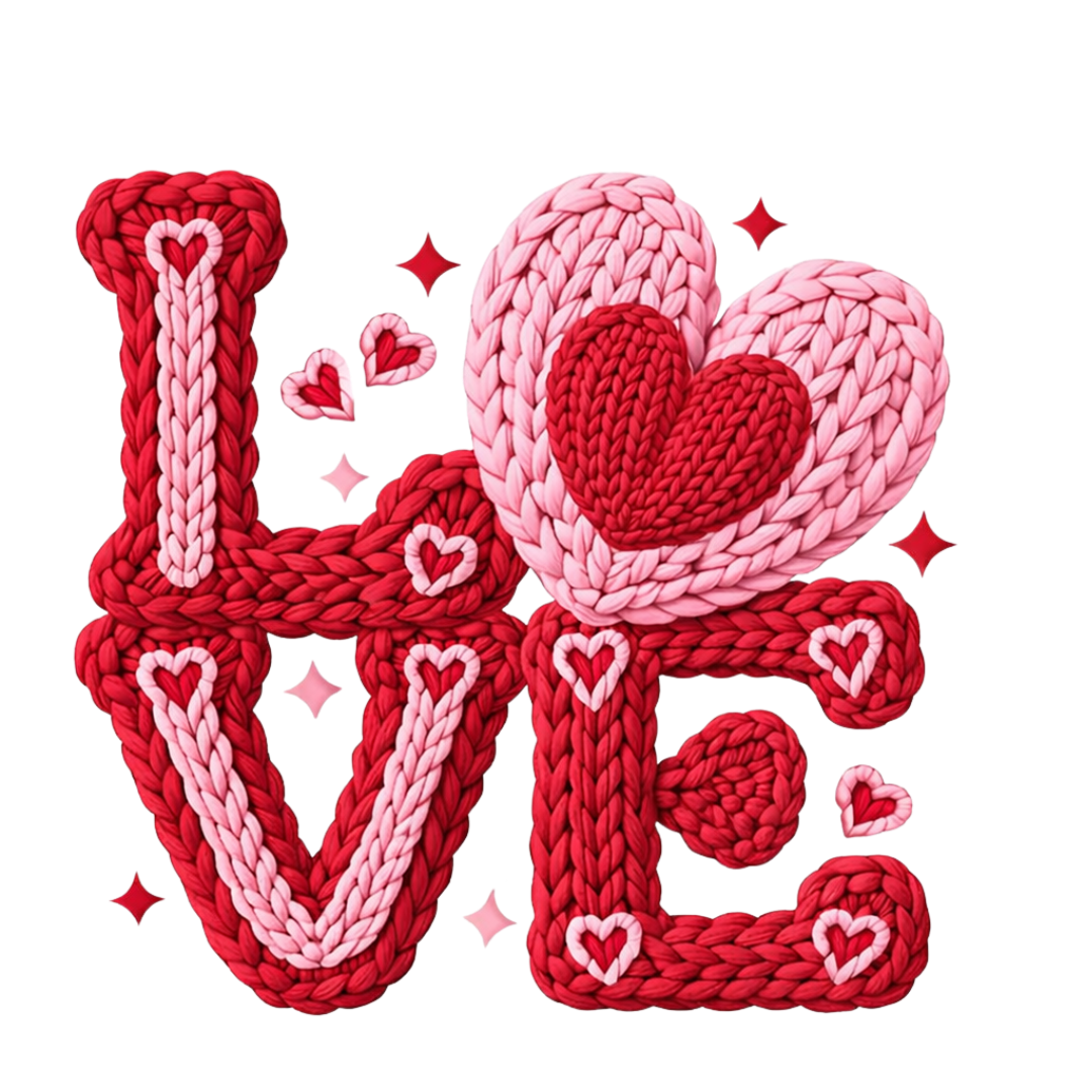 Faux Yarn "LOVE" DTF Transfer