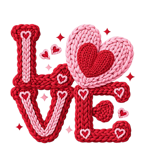 Faux Yarn "LOVE" DTF Transfer