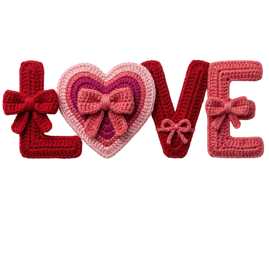 Faux Yarn "LOVE" DTF Transfer