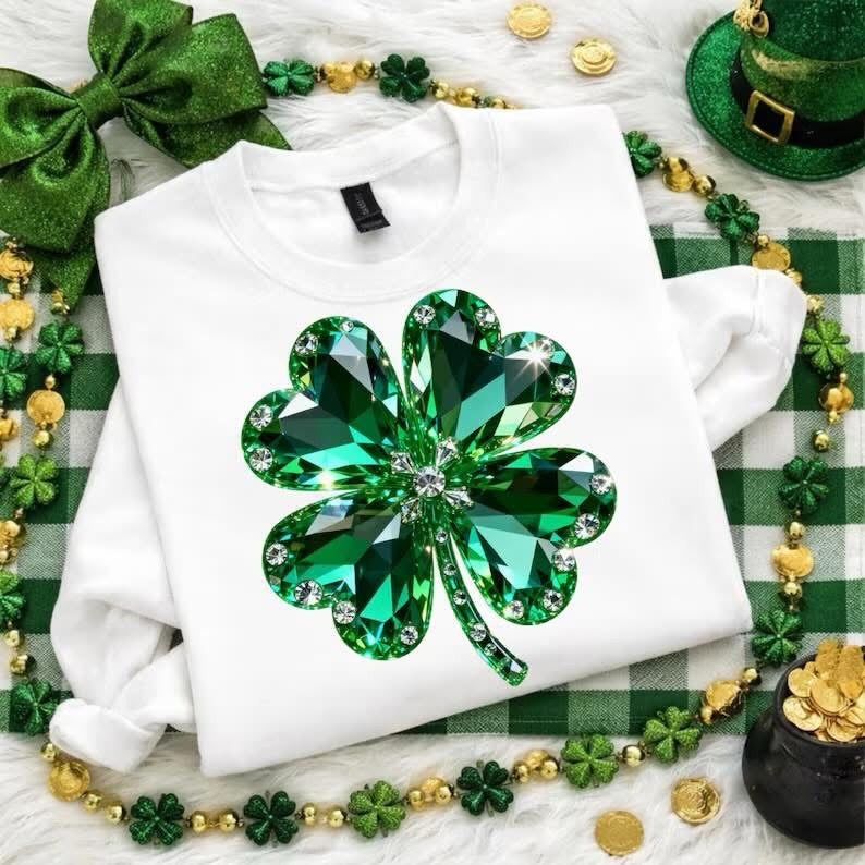 Faux Rhinestone St. Patrick's Day Crewneck Sweatshirt