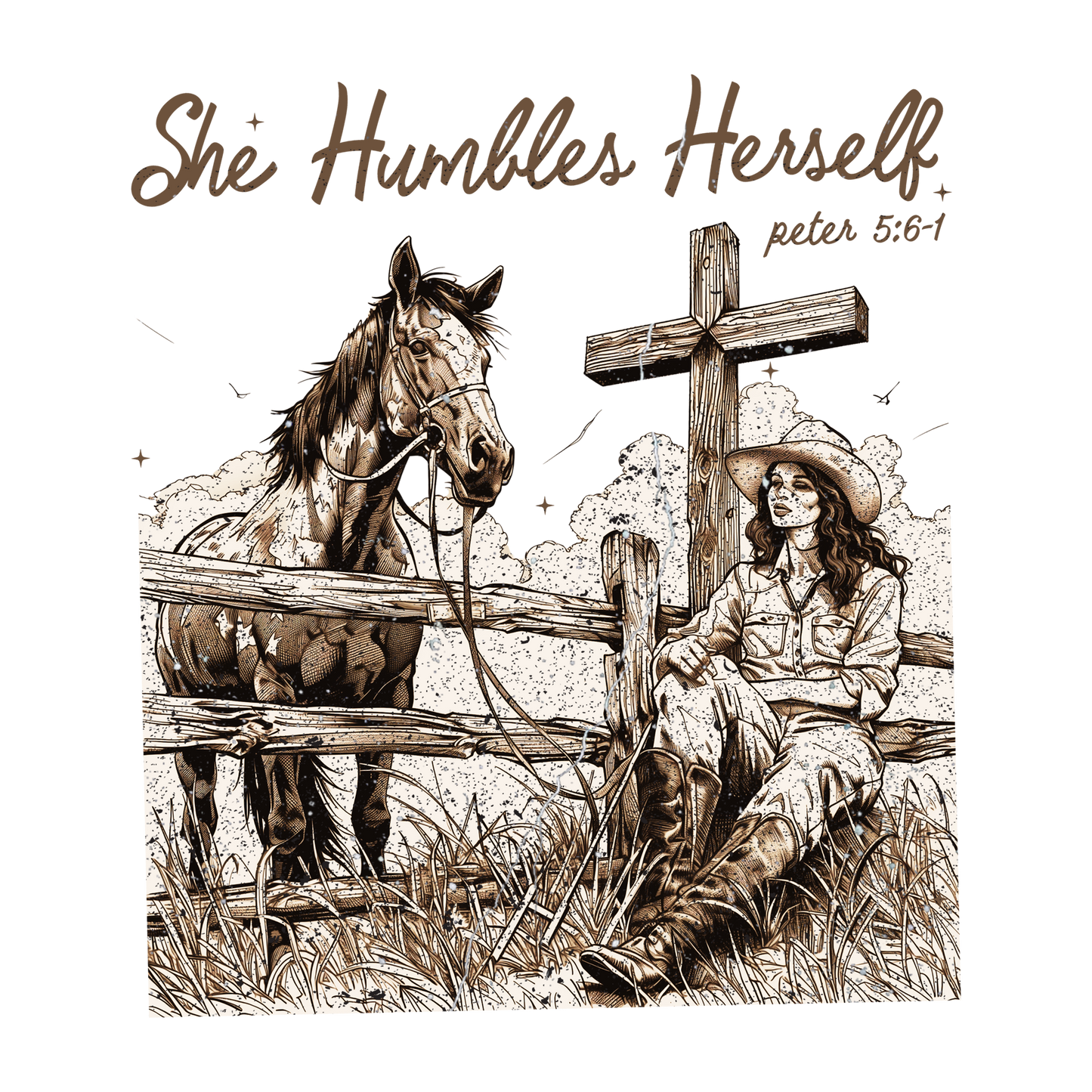 "She Humbles Herself | Peter 5:6-1" DTF Transfer