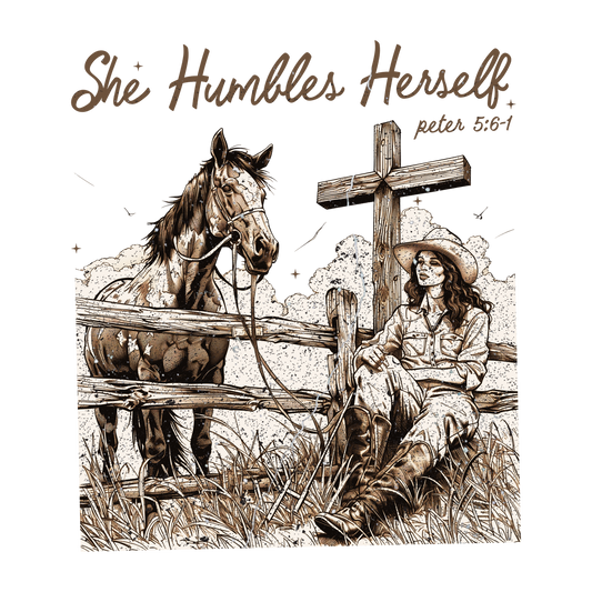 "She Humbles Herself | Peter 5:6-1" DTF Transfer